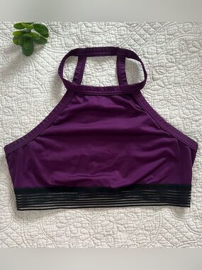 Victoria Sport: Women’s Purple High-Neck Bralette w/ Black Mesh Band Size L